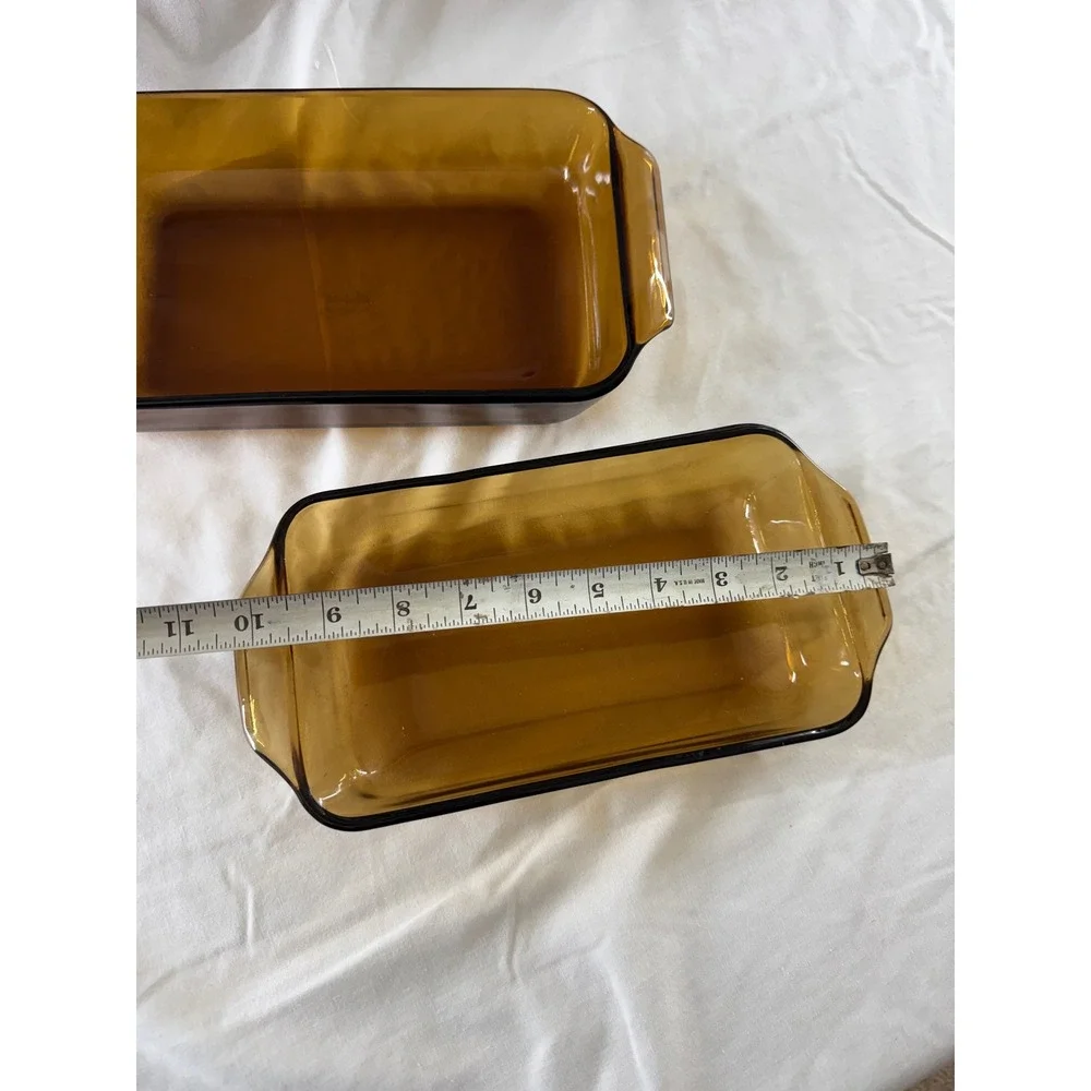 Vintage Fire King Amber Glass Baking Dish Set Anchor Hocking Rectangular 2pc